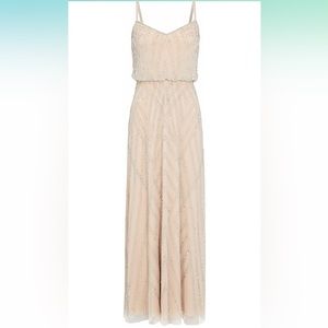 Adrianna Papell blouson beaded dress silver nude